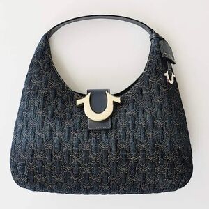 True Religion Denim Hobo Bag with Black Accents